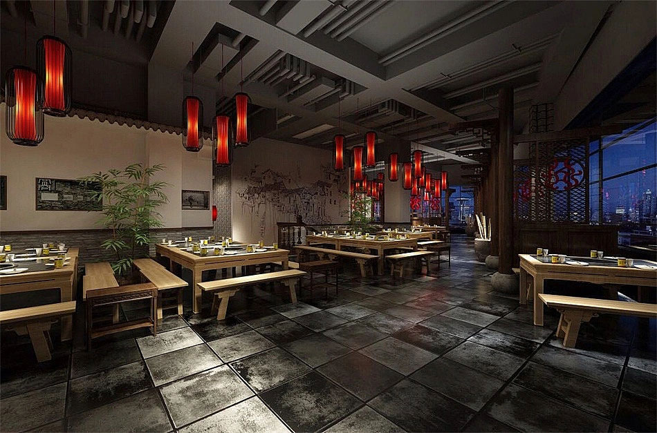 鄭州火鍋店裝修設(shè)計(jì)-650平米火鍋店裝修效果圖
