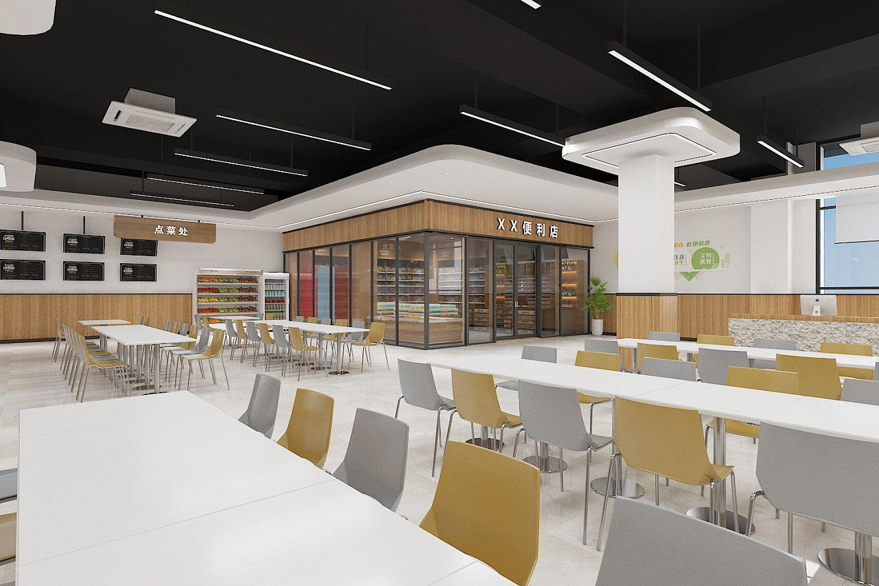 工廠員工食堂設計-廠區食堂裝修設計效果圖