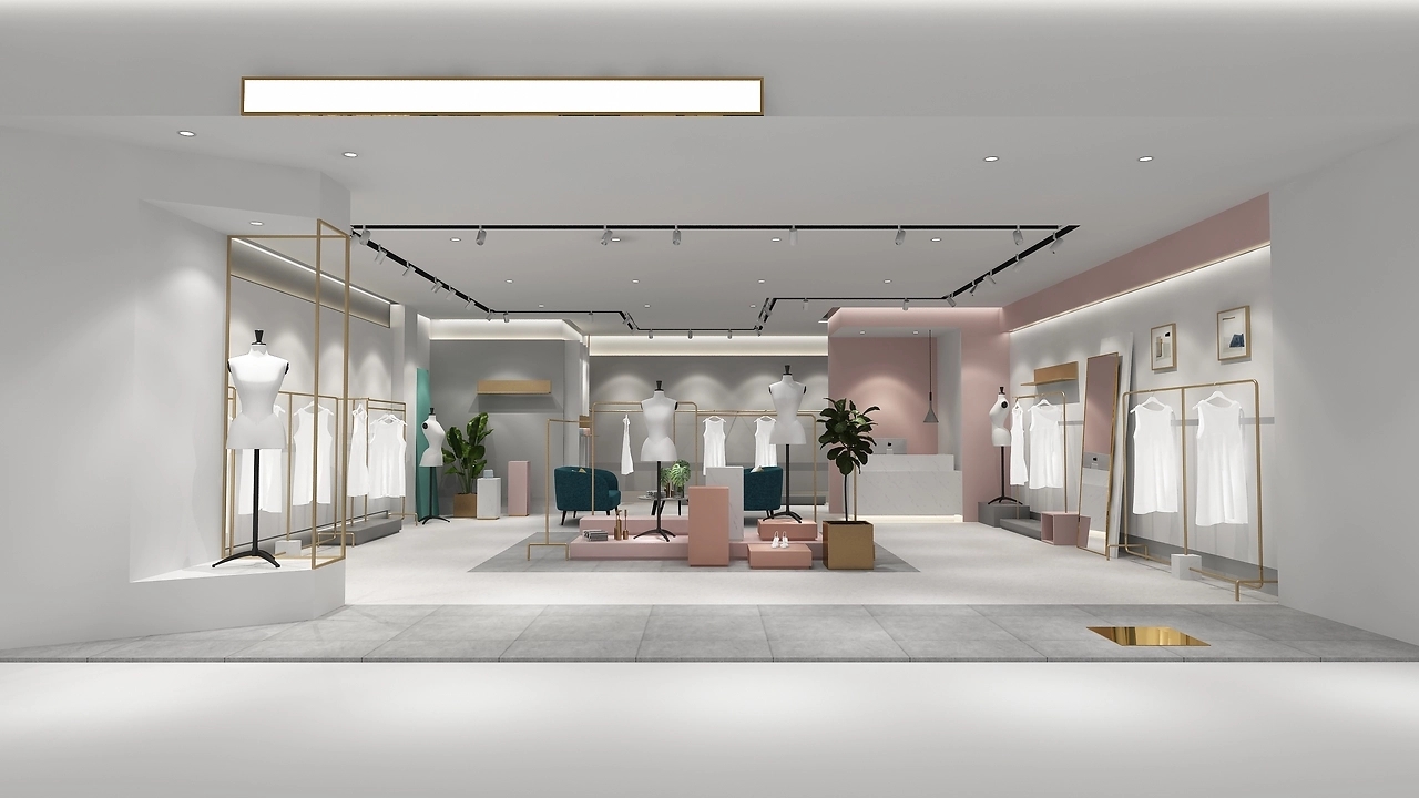 150平米商場女裝專賣店裝修設(shè)計效果圖