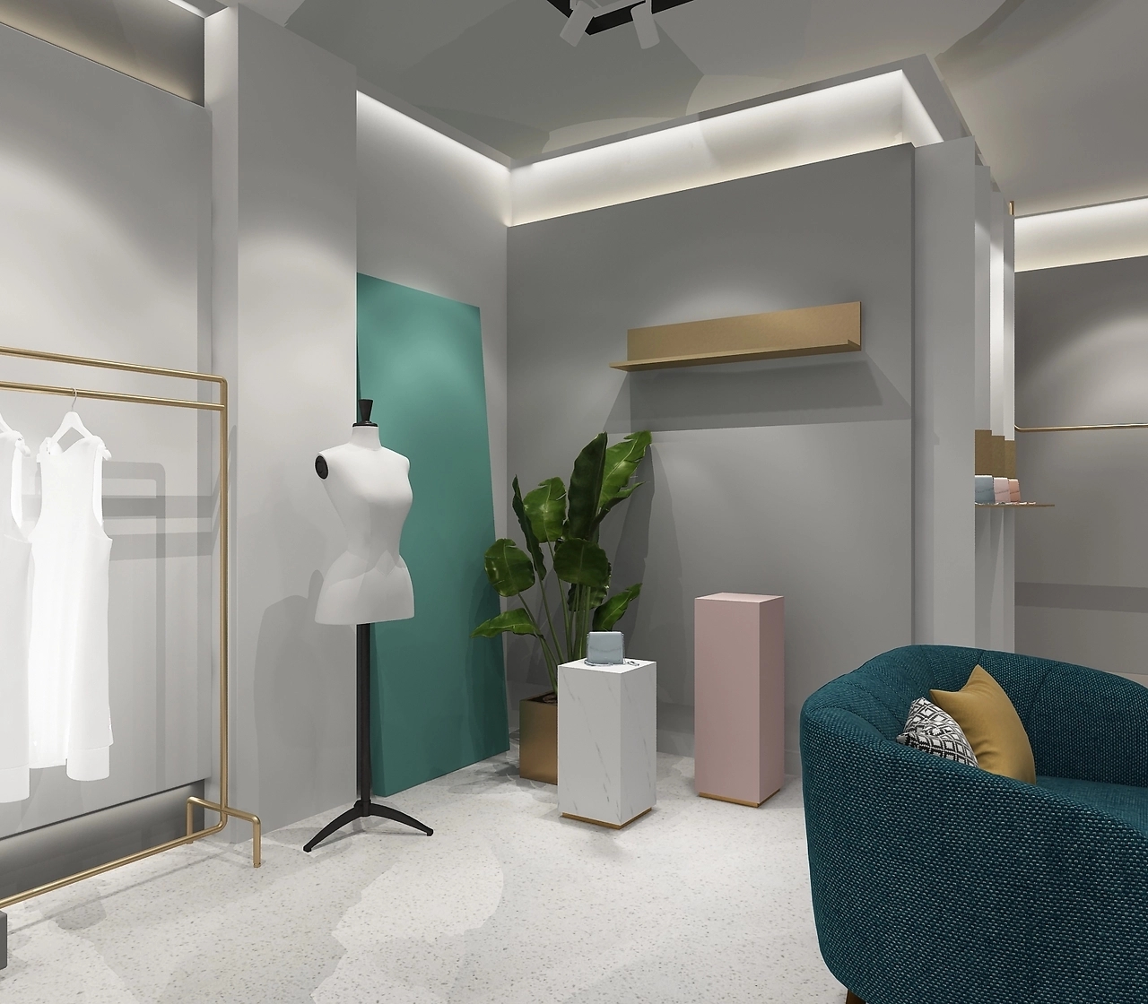 150平米商場女裝專賣店裝修設(shè)計效果圖