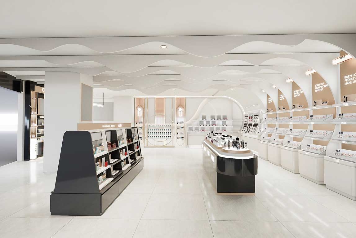 90平米鄭州化妝品店直播間設計效果圖