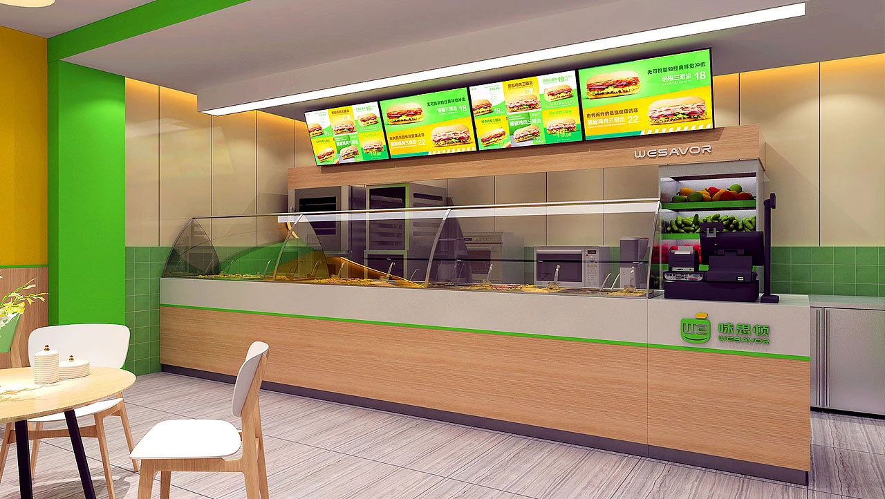 115平米鄭州漢堡店裝修設(shè)計效果圖