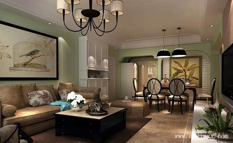 開(kāi)闊大方的美式田園風(fēng)格客餐廳裝修效果圖