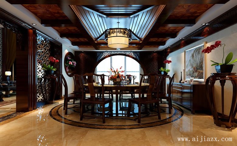 典雅含蓄的傳統中式風格家裝餐廳裝修效果圖